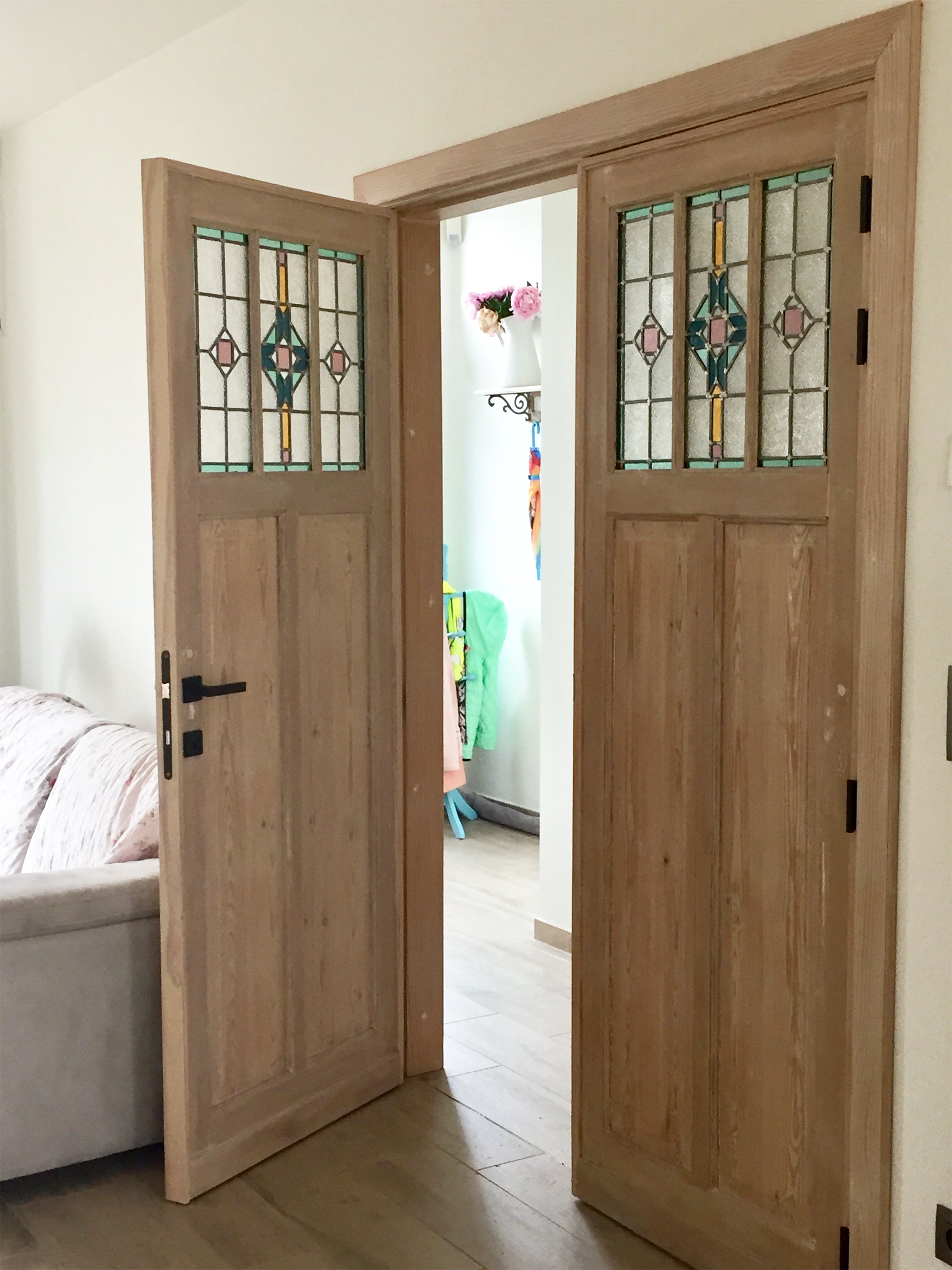Art Deco Glasramen in houten deuren - Prijs op aanvraag
